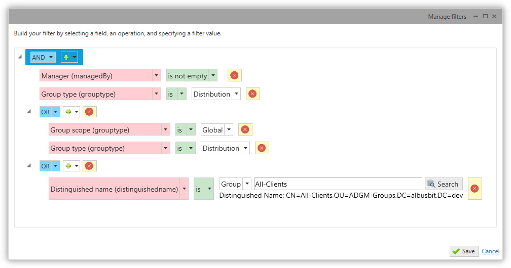 AD Admin 2 custom search filters