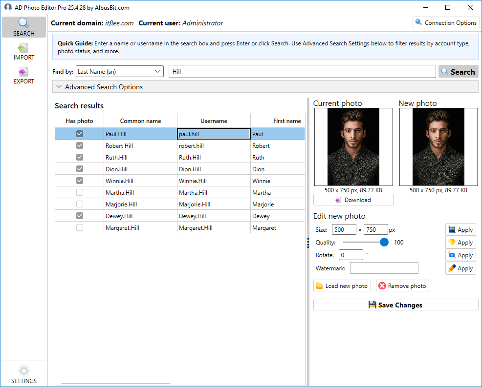 AD Photo Editor home screen