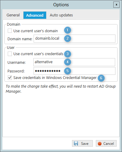 AD Group Manager Options - Advanced