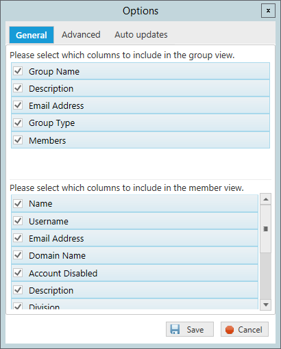 AD Group Manager Options - General
